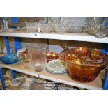 *SHELF OF GLASSWARE, PORCELAIN WARE AND COLLECTABLES