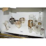 *SHELF OF MAINLY GLASSWARE AND SILVERPLATE