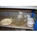 *SHELF OF GLASSWARE, PORCELAIN WARE AND COLLECTABLES