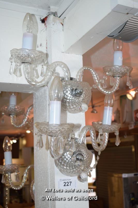 *FOUR MURANO STYLE GLASS TWIN BRANCH LIGHT FITTINGS