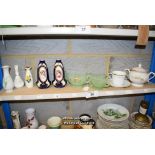 *SHELF OF GLASSWARE, PORCELAIN WARE AND COLLECTABLES