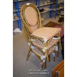 *THREE MODERN METAL AND PLASTIC WICKER CHAIRS