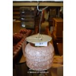 *PINK GLASS LIGHT FIXTURE