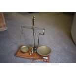 *W & T AVERY LTD, BIRMINGHAM BRASS WEIGHING SCALES WITH WEIGHTS