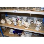 *SHELF OF GLASSWARE, PORCELAIN WARE AND COLLECTABLES