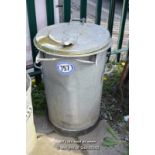 *GALVANISED BIN WITH LID, 660MM HIGH