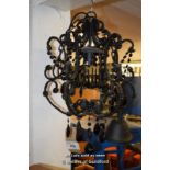 *BLACK METAL GLASS DROP CHANDELIER