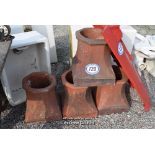 *FOUR MATCHING RED CHIMNEY POTS, EACH 370MM HIGH