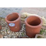 *PAIR OF SIMPLE RED CHIMNEY POTS, EACH 290MM HIGH