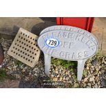 *PAIR OF CAST IRON 'KEEP OFF GRASS' SIGNS