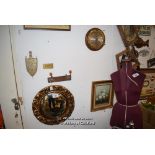 *FOUR MIXED ITEMS INCLUDING MIRROR, PICTURE, COAT HOOKS AND BAROMETER