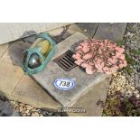 *STONE DRAIN COVER WITH WALL PLAQUE AND OUTDOOR LIGHT