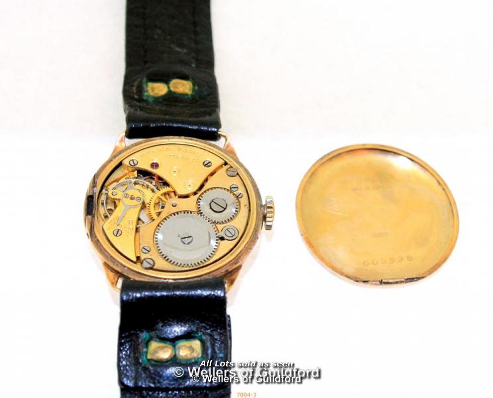 A 9ct Yellow Gold Ladies Bennison Ho Russelltson Watch with leather strap, 26.3g - Image 5 of 6