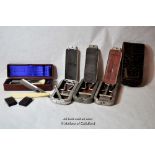 Shaving collectibles including a leather cased set of four cut-throat razors and three Rolls Razor