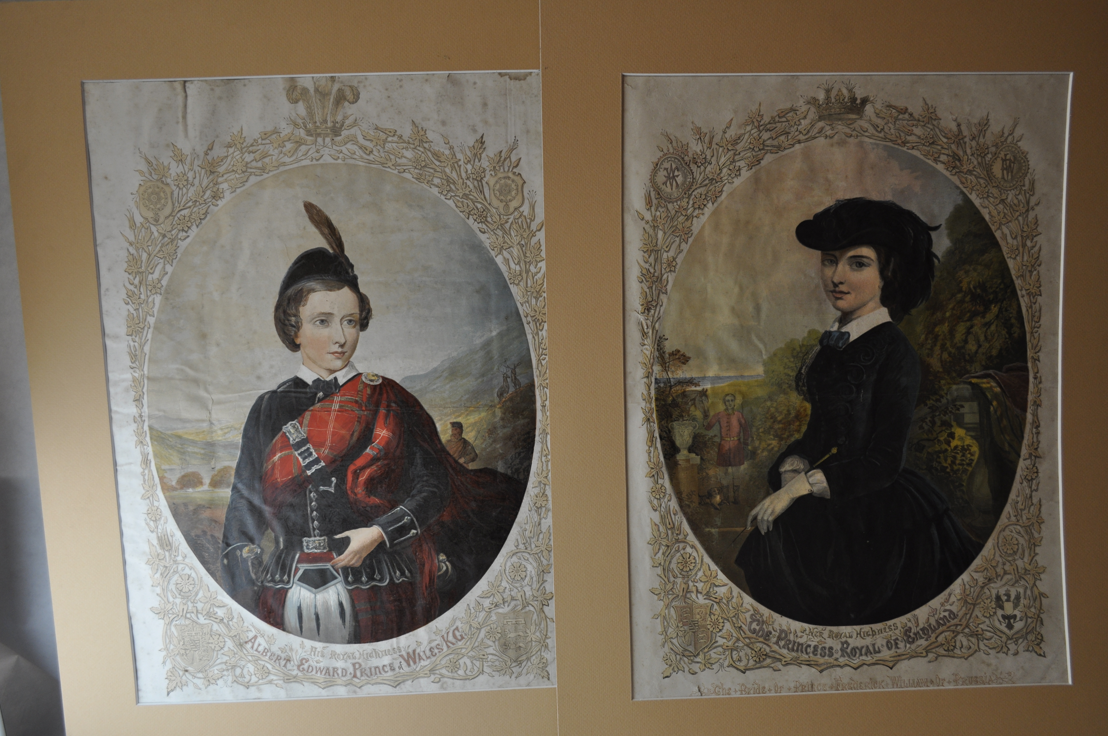 A pair of portrait prints of HRH Albert Edward, Prince of Wales, and HRH The Princess Royal of