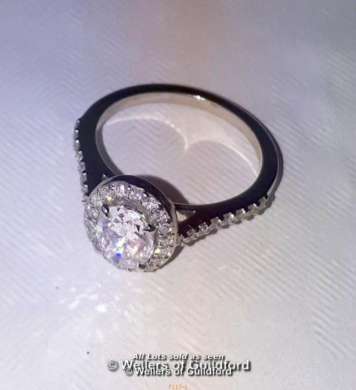 Ladies single stone diamond ring comprising of an oval diamond weighing 1ct, D colour, VS2