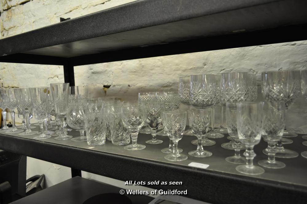 A quantity of cut glassware inclding wines and champagnes.