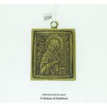 Large rectangular yellow metal religious pendant, 75 x 58cm