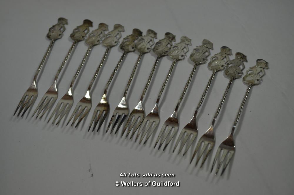 Small sterling silver pill box; a quantity of 800 standard white metal cake forks and small spoons. - Image 6 of 12