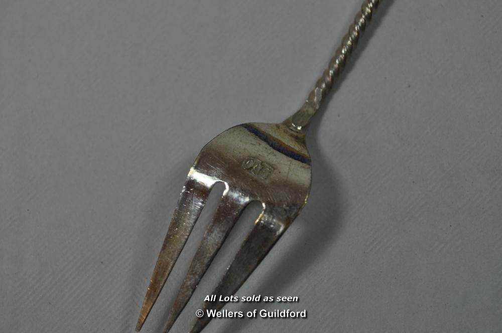 Small sterling silver pill box; a quantity of 800 standard white metal cake forks and small spoons. - Image 5 of 12