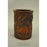 Chinese bamboo brush pot, 12cm.