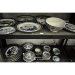 Booths and Royal Doulton Real Old Willow dinner wares inclding plates, bowls and so on.