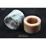 Two Chinese hardstone thumb rings.