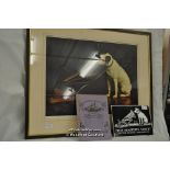 HMV print of Nipper; Nipper enamel sign, booklet 'The Story of Nipper and the HMV picture'