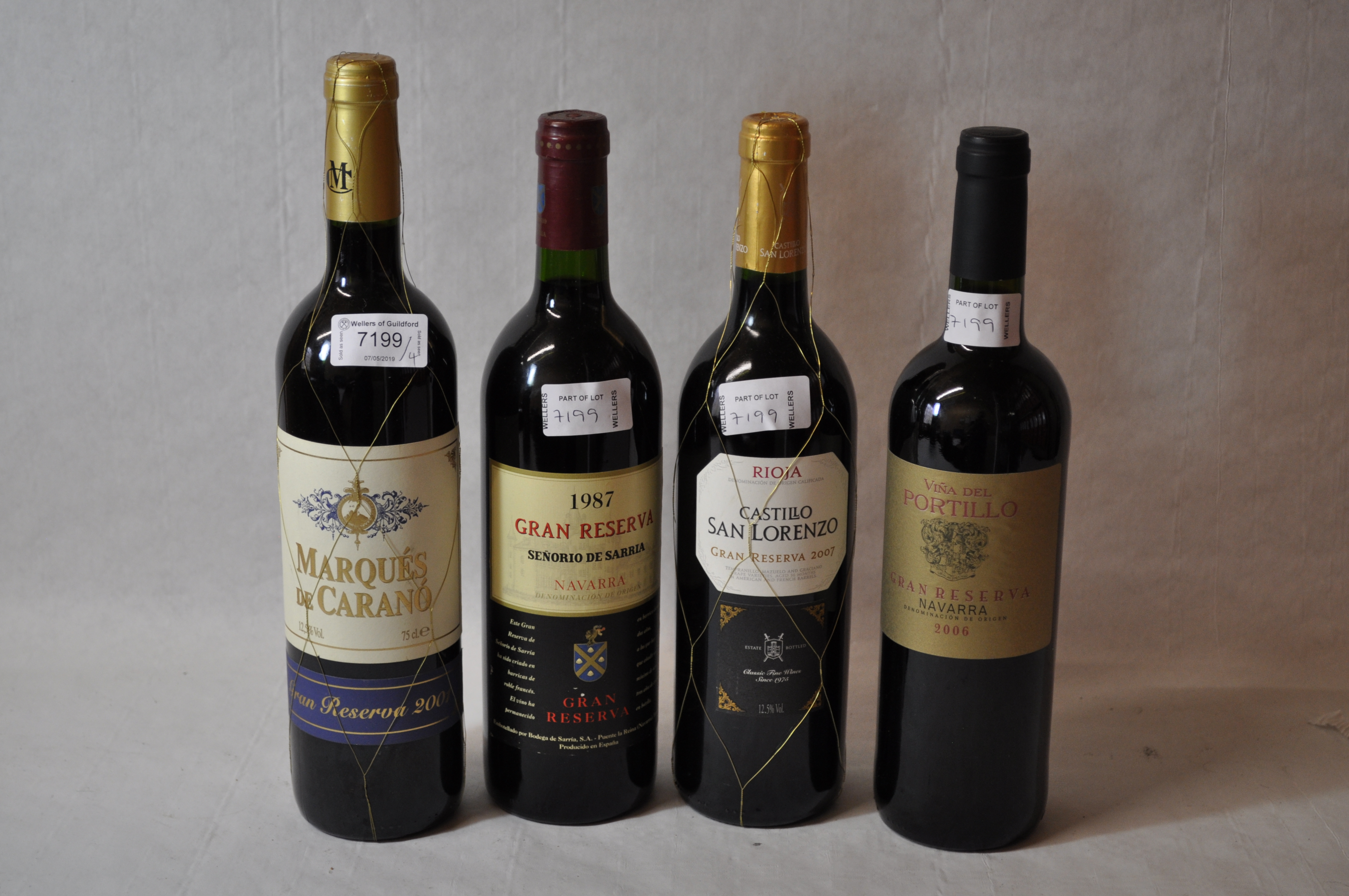 Wine: Marques de Carano; Senorio de Sarria Gran Reserva; Vina del POrtillo Gran Reserva; Castillo