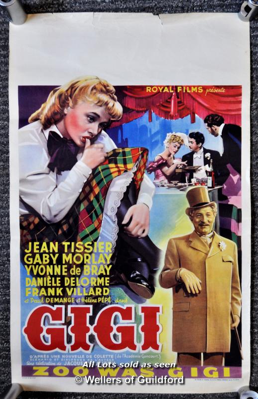 Movie poster - "Gigi" starrring Jean Tissier, 1949, Belgian Poster, 14 x 22 inches, rolled