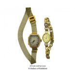 Two ladies' 9ct gold wristwatches, a J W Benson and an Everite, gross weight 29.2 grams