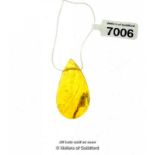 Pear shaped amber pendant,