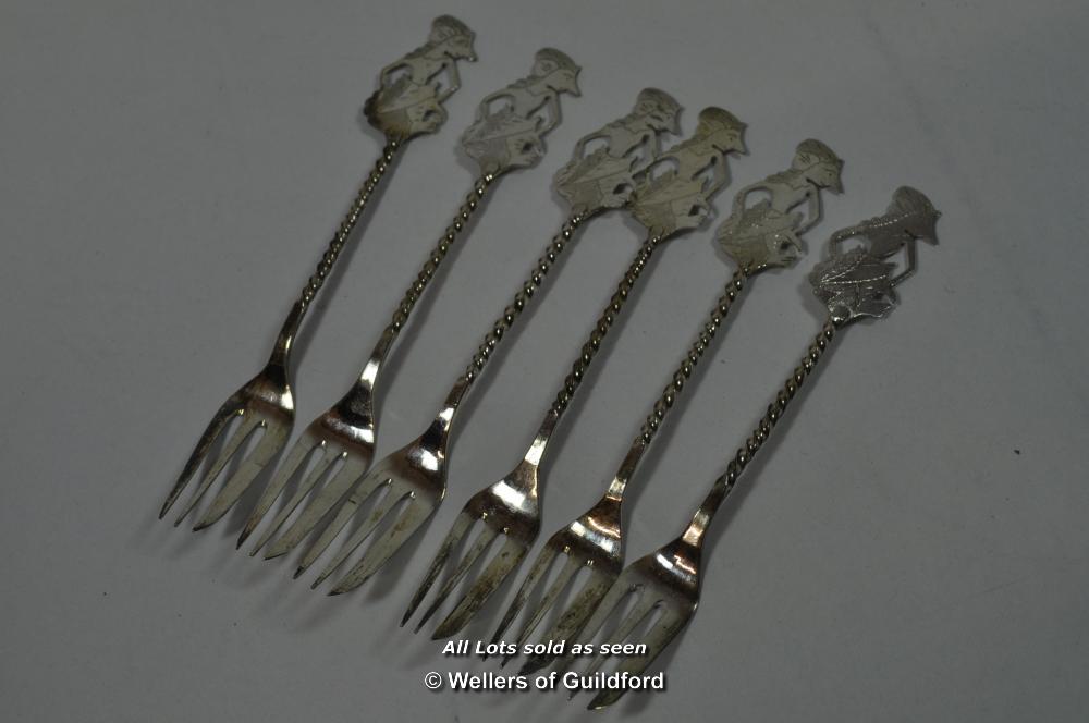 Small sterling silver pill box; a quantity of 800 standard white metal cake forks and small spoons. - Image 8 of 12