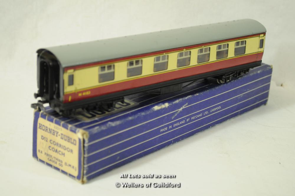 Hornby Dublo: T.P.O. Mail Van Set, 2 x D12 Corridor Coaches, Two Water Cranes, Low Sided Wagon D1, - Image 6 of 18