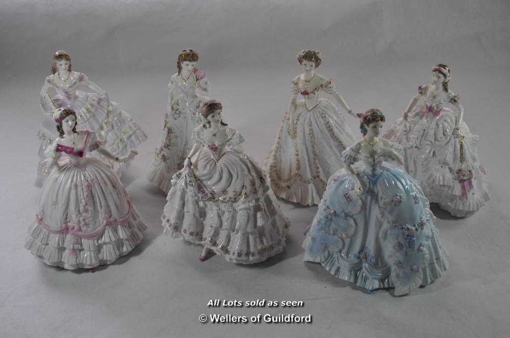 Royal Worcester figurines: Sweetest Valentine 1450/12500, Queen of Hearts 3789/12500, The Masquerade