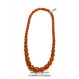 Baltic amber bead necklace, graduated round beads with screw clasp, length 53cm, weight 51 grams