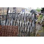 LARGE PAIR OF VICTORIAN DECORATIVE WROUGHT IRON GATES, TOTAL SPAN APPROX 3600MM