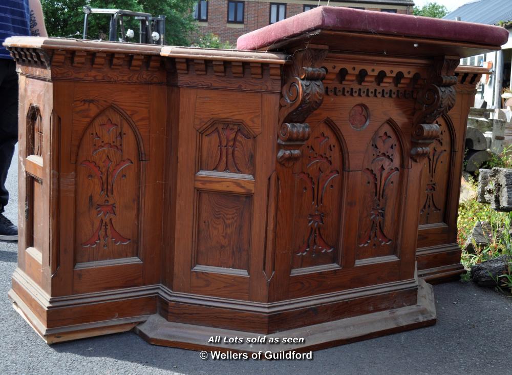 VICTORIAN PITCHED PINE CHURCH PULPIT - Image 6 of 12