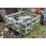 WOODEN CRATE CONTAINING MIXED ROCKERY STONES