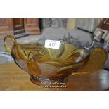 AMBER COLOURED GLASS FRUIT BOWL