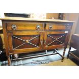 OAK SIDEBOARD COMPRISING OF TWO DRAWERS OVER TWO DOORS AND BARLEYTWIST FRONT LEGS, 1220MM X 450MM