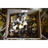 WOODEN CRATE CONTAINING BAKELITE AND BRASS DOOR KNOBS