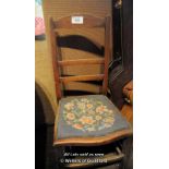 SIMPLE WOODEN CHAIR WITH EMBROIDERED SEAT