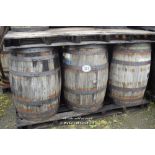 PALLET CONTAINING SIX VINTAGE WHISKY BARRELS