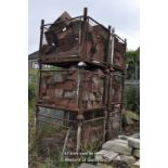 SEVEN METAL STILLAGES CONTAINING TERRACOTTA WINDOW SURROUND PLINTH BRICKS SALVAGED FROM MATTHEW