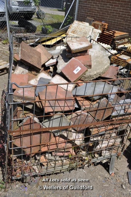 METAL CRATE OF MIXED MAINLY QUARRY TILES