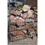 METAL CRATE OF MIXED MAINLY QUARRY TILES