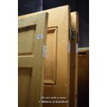 SIX MIXED MAINLY VICTORIAN PINE FOUR PANEL DOORS