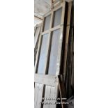 VICTORIAN SCHOOL HALL ROOM DIVIDER COMPRISING SIX SOLID PANELS, EACH WITH GLAZED AND WOODEN