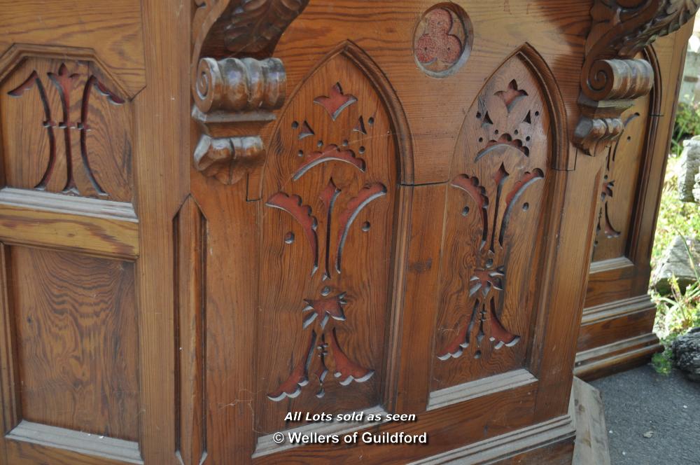 VICTORIAN PITCHED PINE CHURCH PULPIT - Image 11 of 12